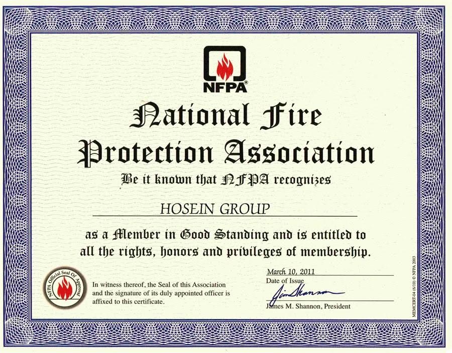 NFPA Certificate