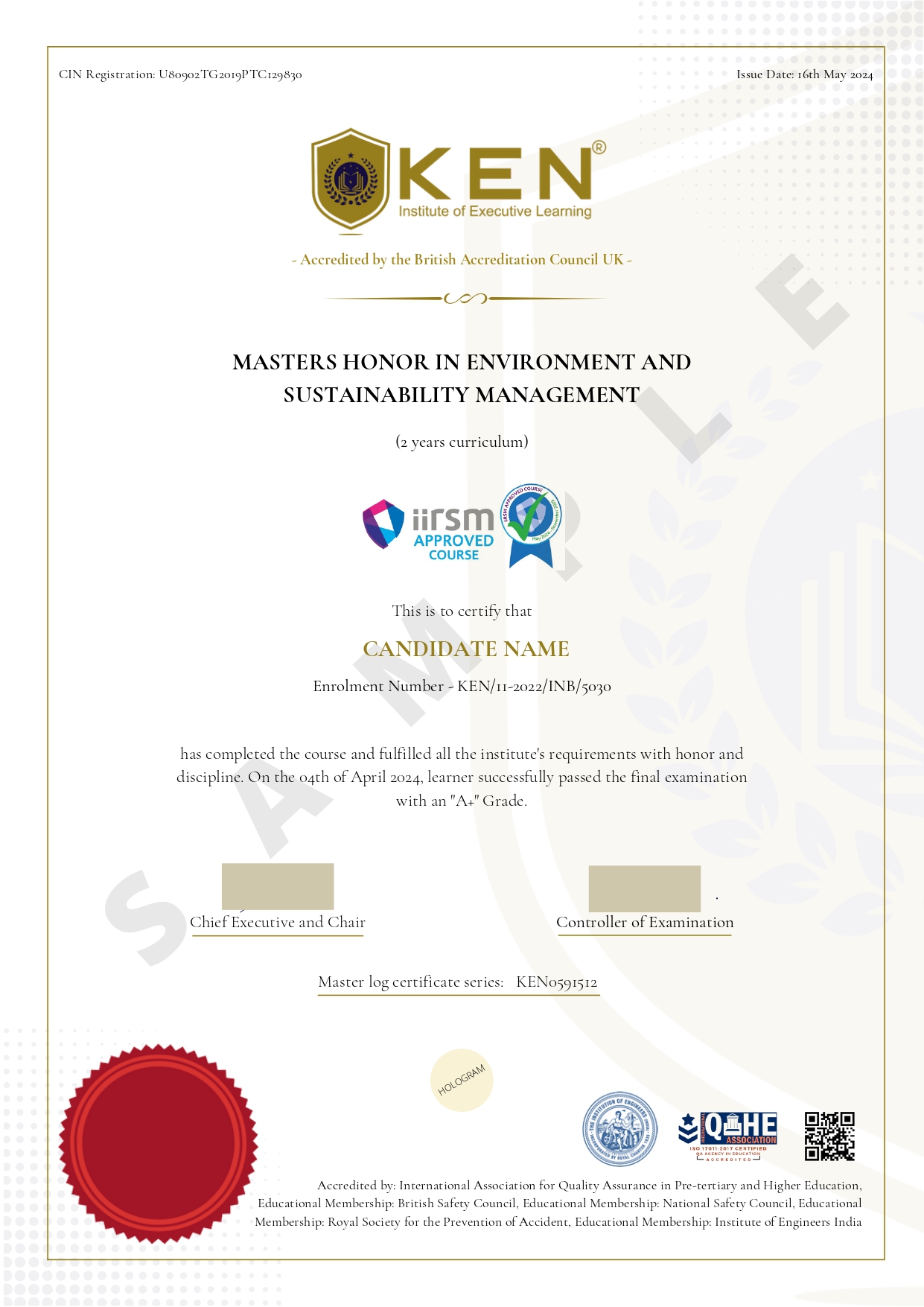Master Honor in Environment and Sustainability Management